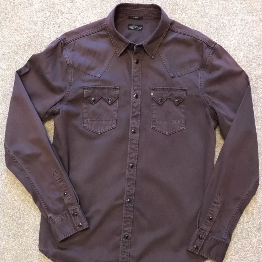 All Saints Burgundy Western Shirt